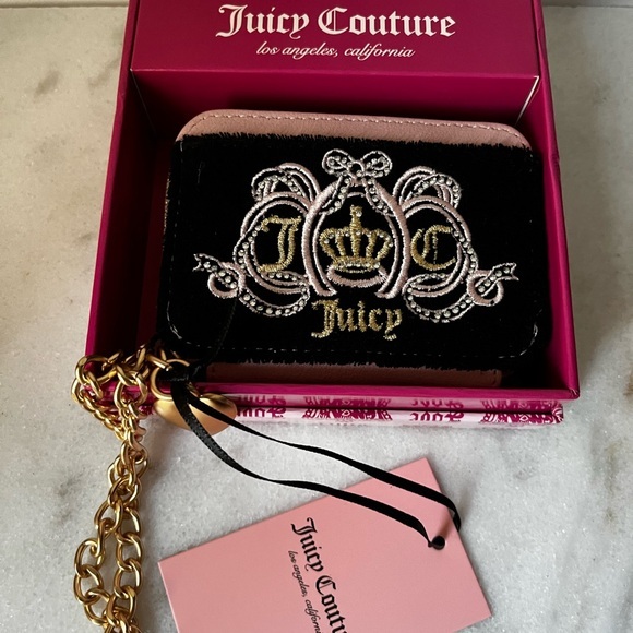 Juicy Couture Black and Gold embroidered front pink Wallet. Gift box - Picture 1 of 12